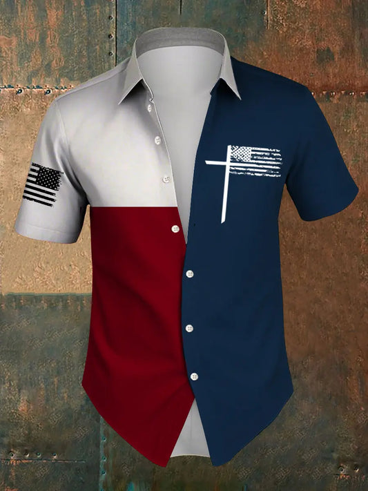 Men's Flag Cross Short Sleeve Shirt prairieply
