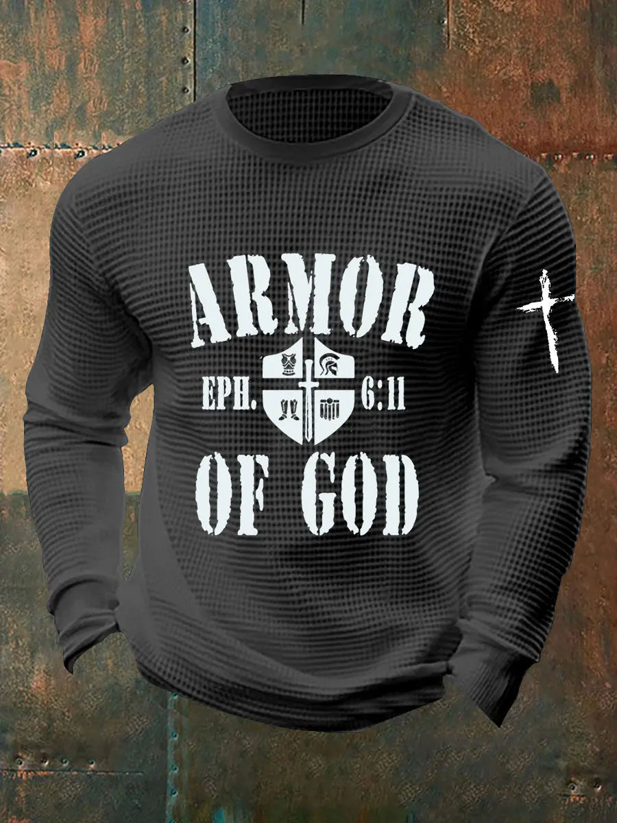 Men's Armor Of God Waffle Print Long Sleeve T-Shirt prairieply