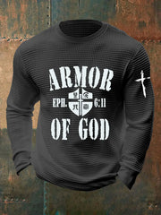 Men's Armor Of God Waffle Print Long Sleeve T-Shirt prairieply