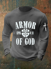 Men's Armor Of God Waffle Print Long Sleeve T-Shirt prairieply