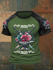 Men's Iron Sharpens Iron Retro Floral Print Casual Tee - gracestitchs