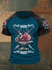 Men's Iron Sharpens Iron Retro Floral Print Casual Tee - gracestitchs