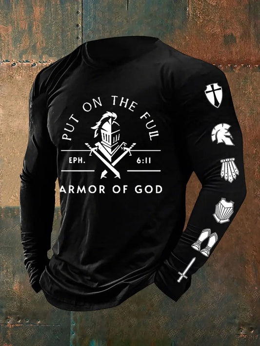 Men's Put On The Full Armor Of God Long Seeve T-shirt - gracestitchs