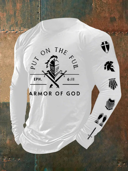 Men's Put On The Full Armor Of God Long Seeve T-shirt - gracestitchs