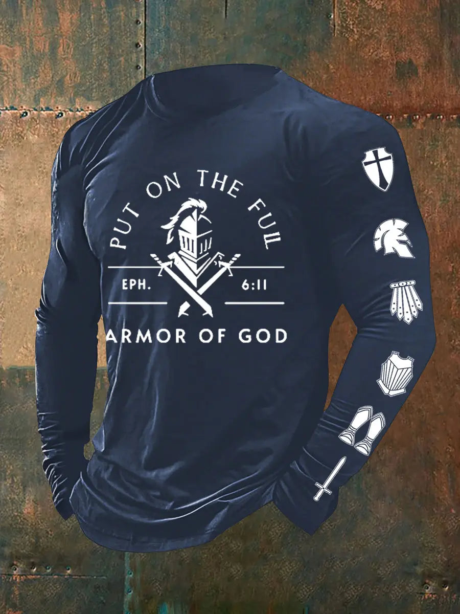 Men's Put On The Full Armor Of God Long Seeve T-shirt - gracestitchs
