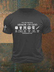 Men's Armor Of God Faith Cross Printed Casual Short Sleeves T-shirt - gracestitchs