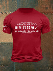 Men's Armor Of God Faith Cross Printed Casual Short Sleeves T-shirt - gracestitchs