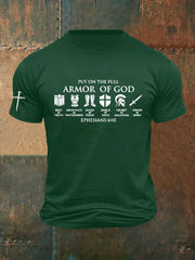 Men's Armor Of God Faith Cross Printed Casual Short Sleeves T-shirt - gracestitchs