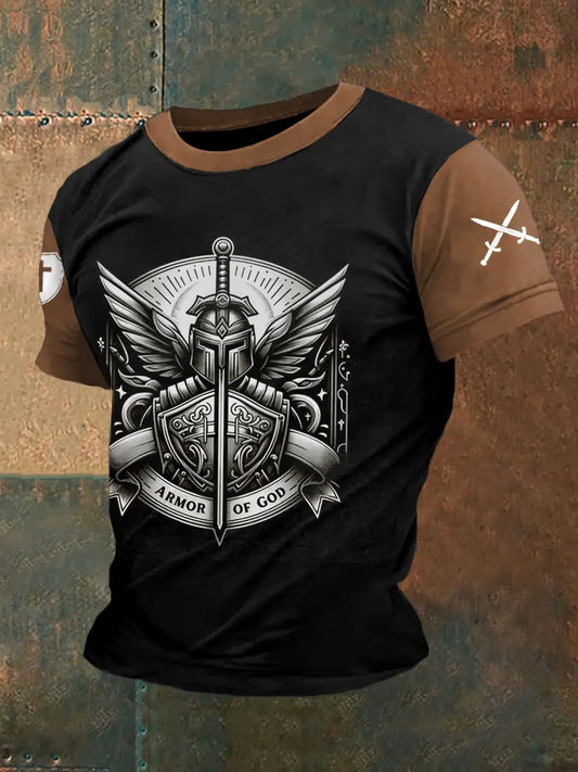 Men's Armor Of God Print Casual Tee prairieply