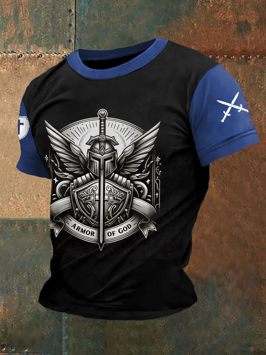 Men's Armor Of God Print Casual Tee prairieply