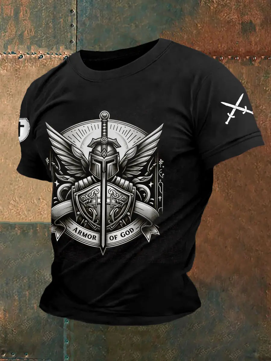 Men's Armor Of God Print Casual Tee prairieply