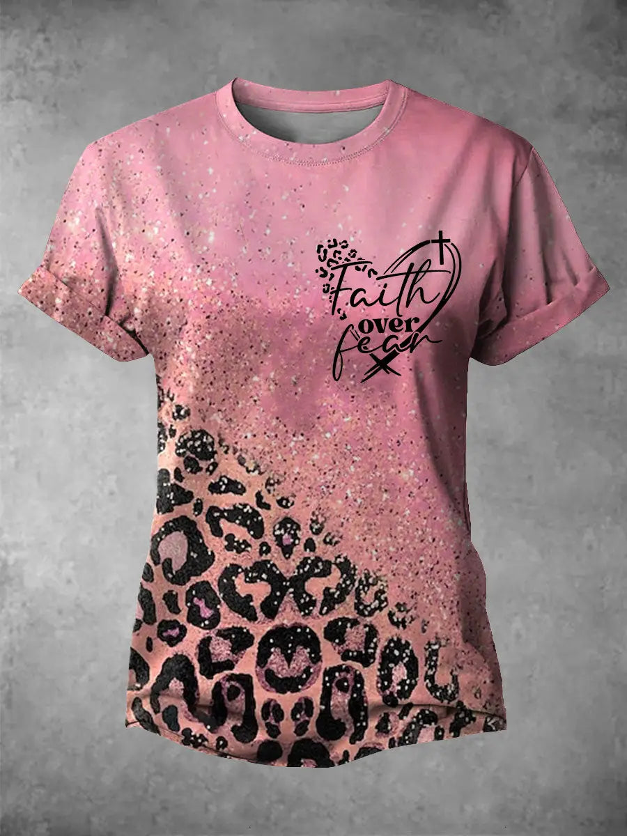 Women's Faith Over Fear Printed Casual T-Shirt gracestitchs
