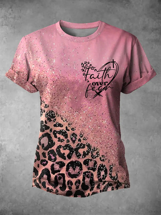 Women's Faith Over Fear Printed Casual T-Shirt gracestitchs
