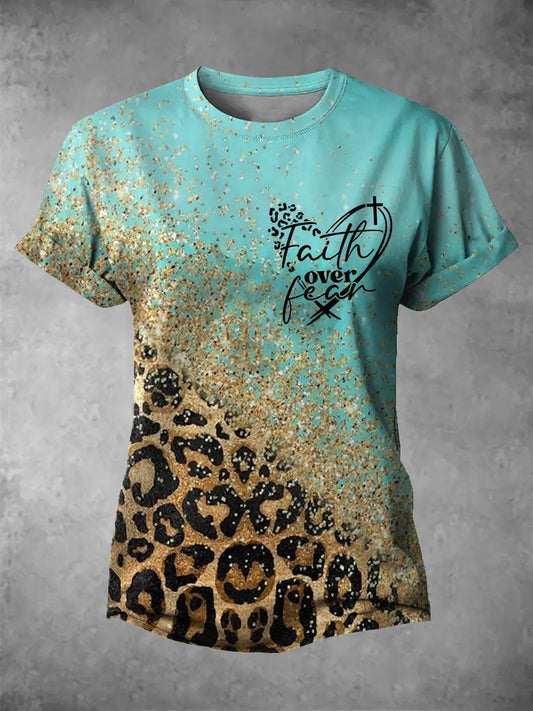 Women's Faith Over Fear Printed Casual T-Shirt gracestitchs