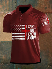 Men's I Can't But I Know A Guy American Flag Print Casual Polo - gracestitchs