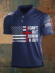 Men's I Can't But I Know A Guy American Flag Print Casual Polo - gracestitchs