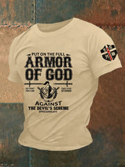 Men's Armor Of God Faith Cross Printed Casual Short Sleeves T-shirt prairieply