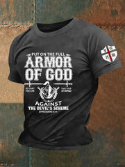Men's Armor Of God Faith Cross Printed Casual Short Sleeves T-shirt prairieply