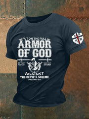 Men's Armor Of God Faith Cross Printed Casual Short Sleeves T-shirt prairieply