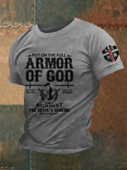 Men's Armor Of God Faith Cross Printed Casual Short Sleeves T-shirt prairieply