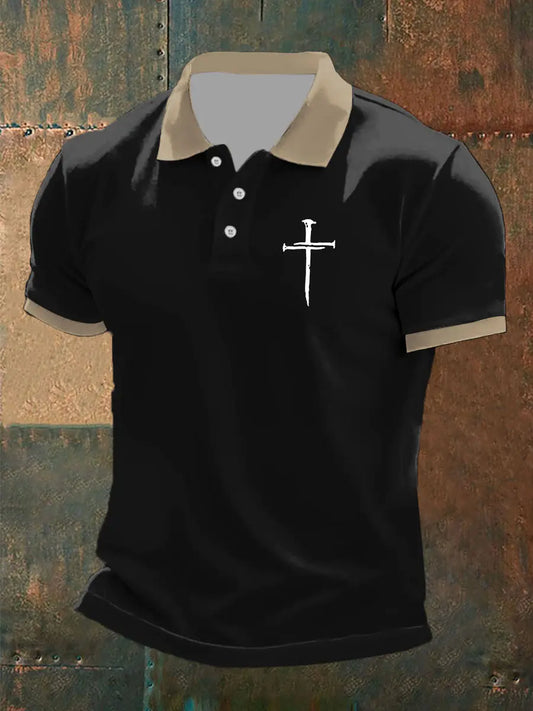 Men's Faith Cross Printed Short SleeveT-shirt - gracestitchs