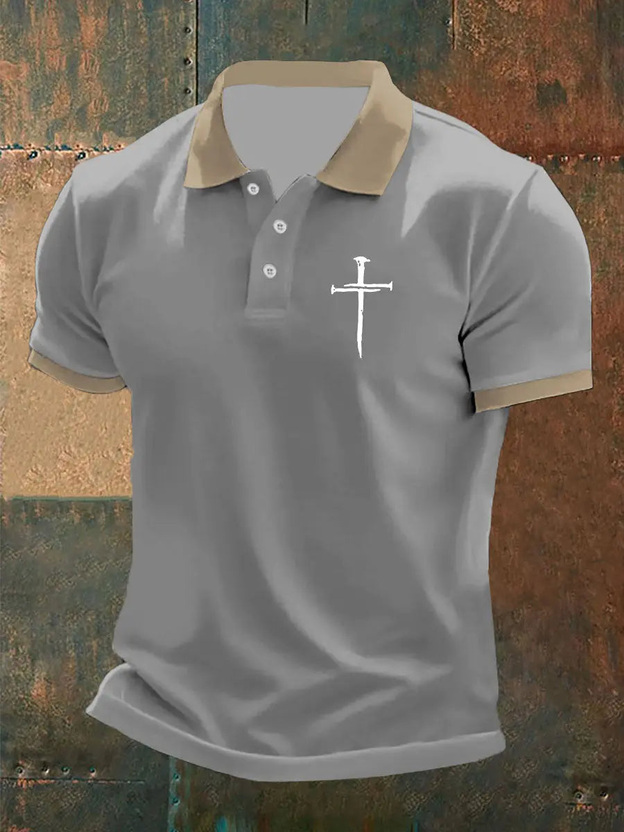 Men's Faith Cross Printed Short SleeveT-shirt - gracestitchs