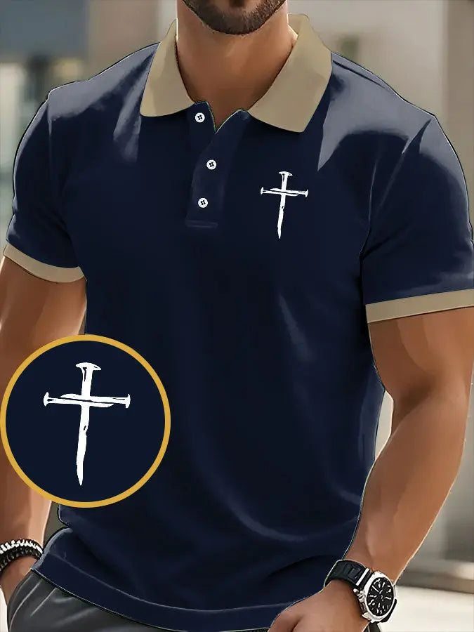 Men's Faith Cross Printed Short SleeveT-shirt - gracestitchs
