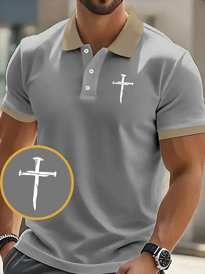 Men's Faith Cross Printed Short SleeveT-shirt - gracestitchs