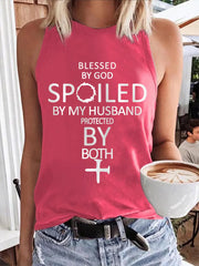 Women's Blessed By God Spoiled By My Husband Protected By Both Casual Vest - gracestitchs