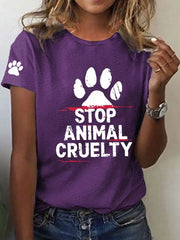 Women's Stop Animal Cruelty Print V-Neck T-Shirt