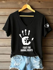 Women's Fight For Animal Rights Printed T-Shirt