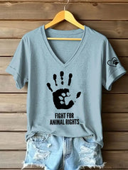 Women's Fight For Animal Rights Printed T-Shirt