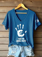 Women's Fight For Animal Rights Printed T-Shirt