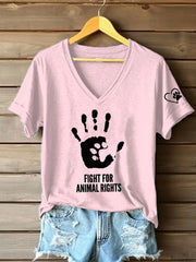Women's Fight For Animal Rights Printed T-Shirt