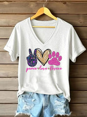 Women's Peace Love Rescue Printed T-shirt