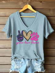 Women's Peace Love Rescue Printed T-shirt