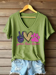 Women's Peace Love Rescue Printed T-shirt