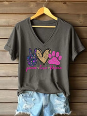 Women's Peace Love Rescue Printed T-shirt