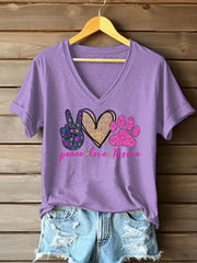 Women's Peace Love Rescue Printed T-shirt