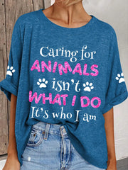 Women's caring for animals casual T-shirts