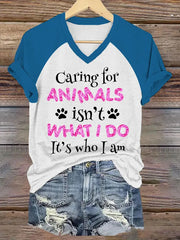 Women's caring for animals V-neck T-shirts