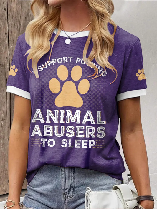 Women's I support putting animal abuserw to sleep casual T-shirts