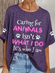 Women's caring for animals casual T-shirts