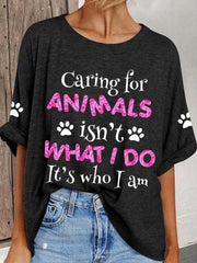 Women's caring for animals casual T-shirts