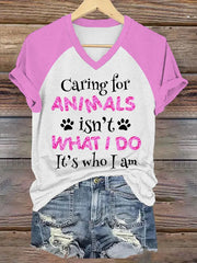 Women's caring for animals V-neck T-shirts