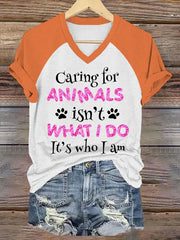Women's caring for animals V-neck T-shirts