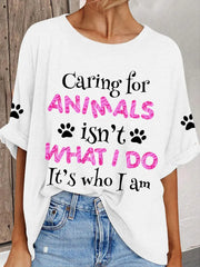 Women's caring for animals casual T-shirts