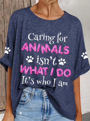 Women's caring for animals casual T-shirts
