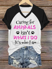 Women's caring for animals V-neck T-shirts