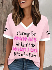 Women's caring for animals V-neck T-shirts